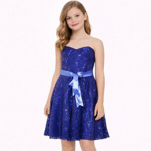Love Reign Junior navy blue lace Barbie core flare dress Size: S